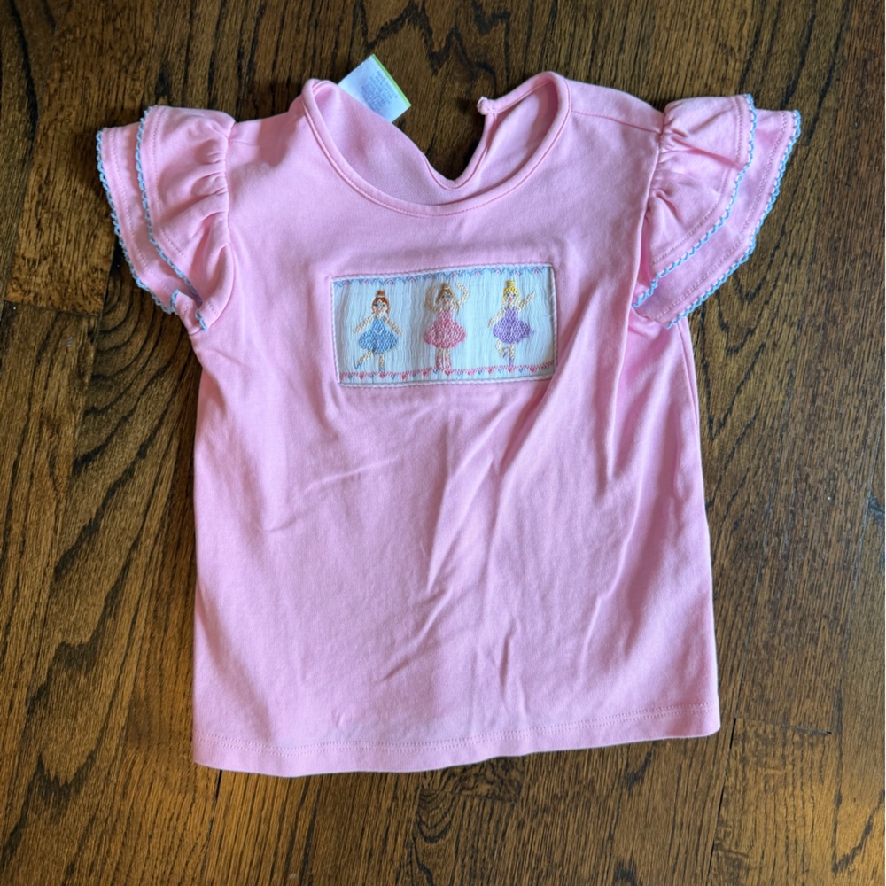 Pink Girls' Short Sleeve Top with Ballerina 🩰 Smock